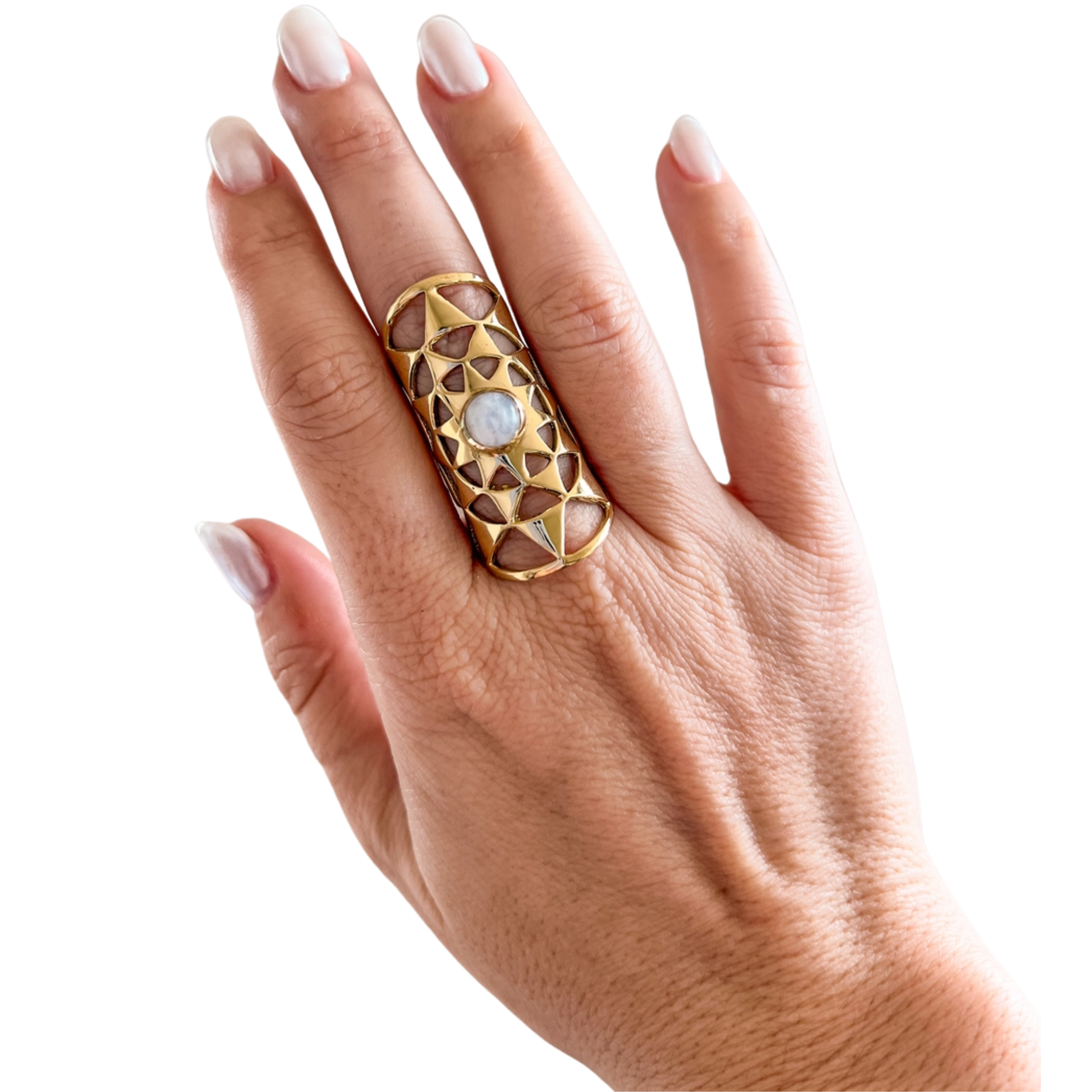Image of Geometric Stone Shield Ring