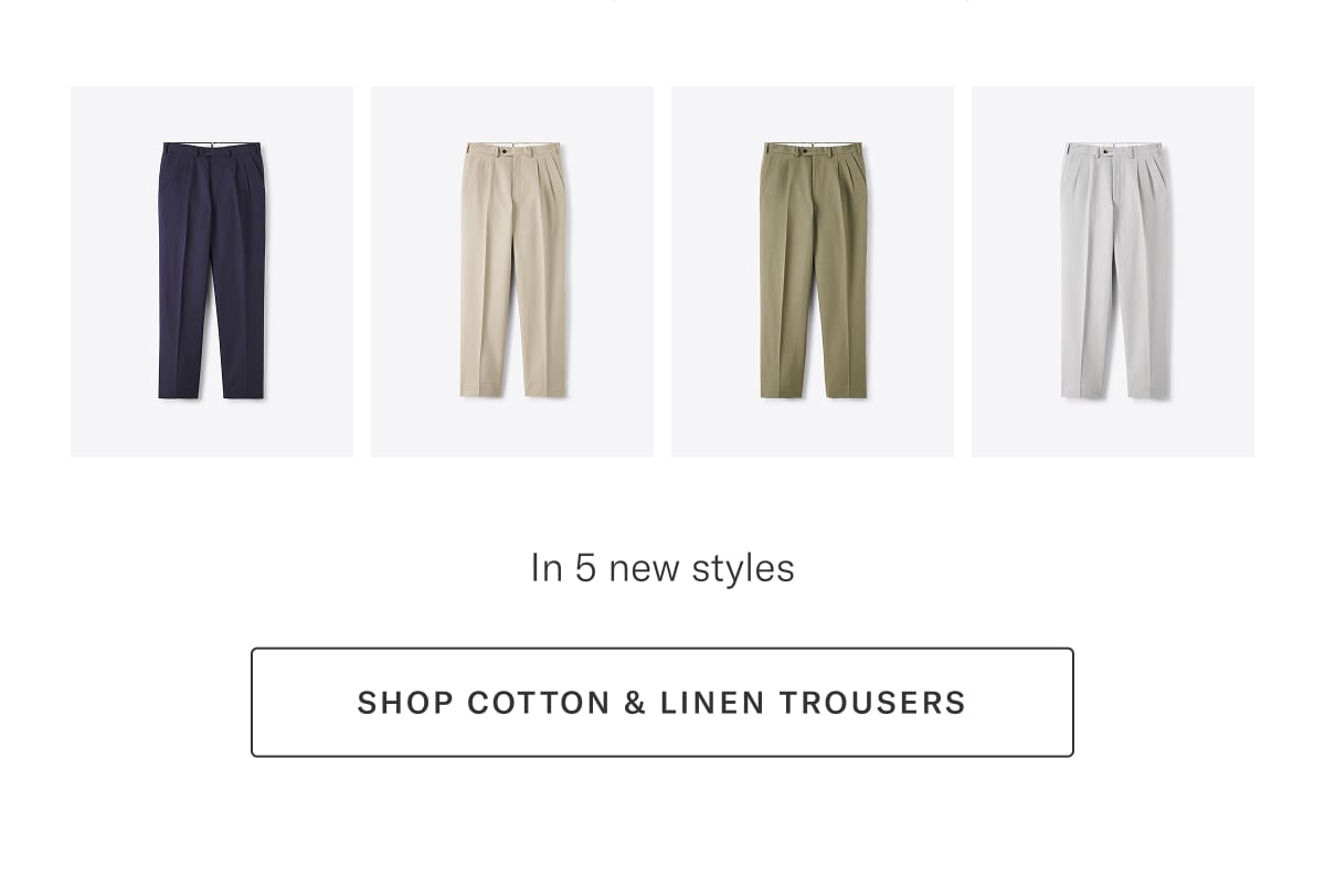 an image of a selection of men's pants in three different styles