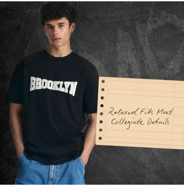 Relaxed fits meet collegiate details