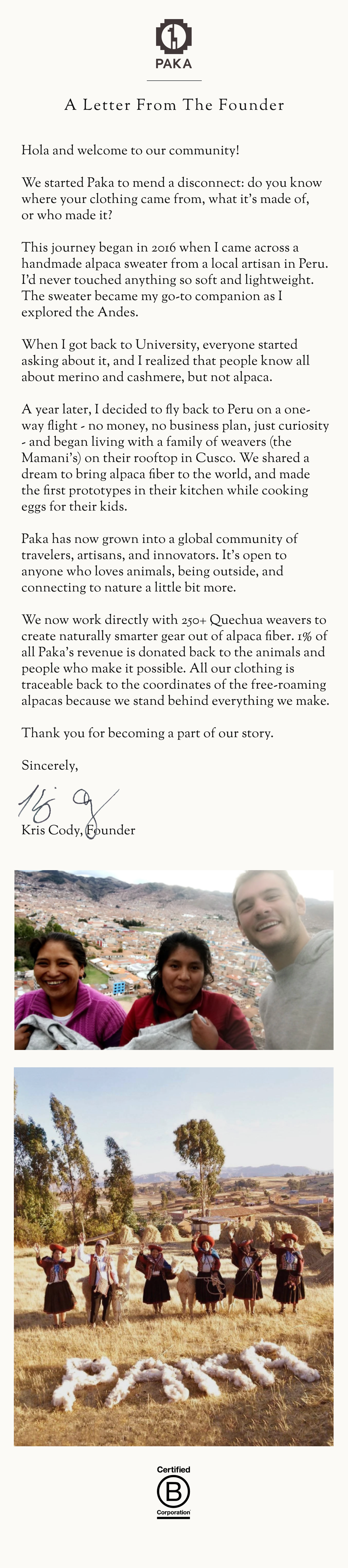 Letter From The Founder
