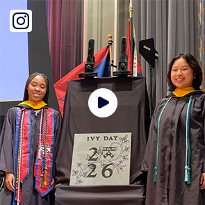Students in graduation robes with the Class of 2026 Ivy Stone at the Baccalaureate Ceremony.