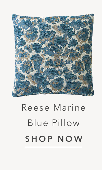 Reese Marine Blue Embroidered Throw Pillow - 22x22