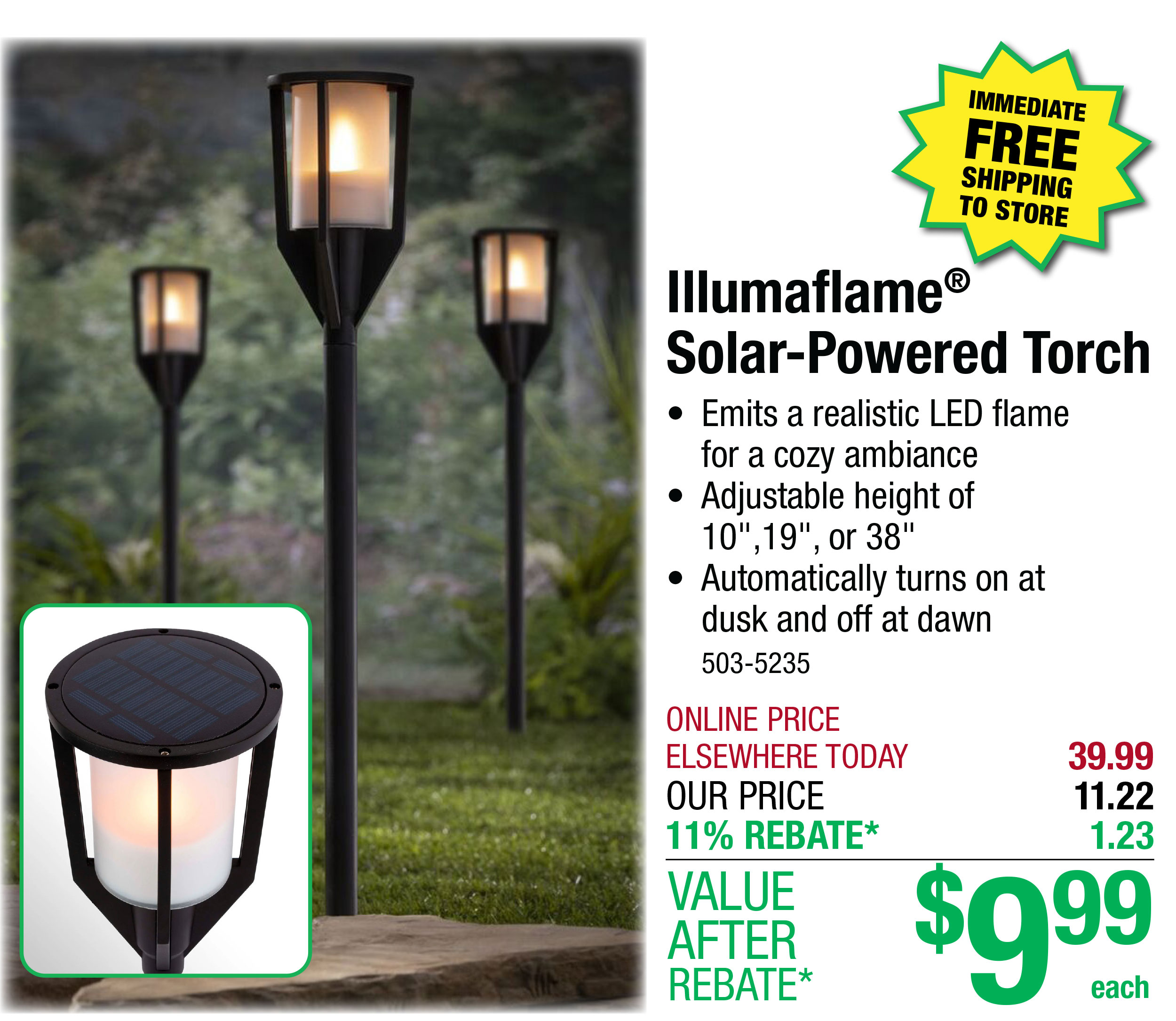 Illumaflame® Solar-Powered Torch - ONLY $9.99 After Rebate*!