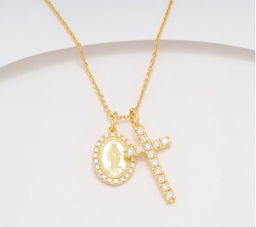 Diamonique Italia Cross Necklace, Sterling Silver