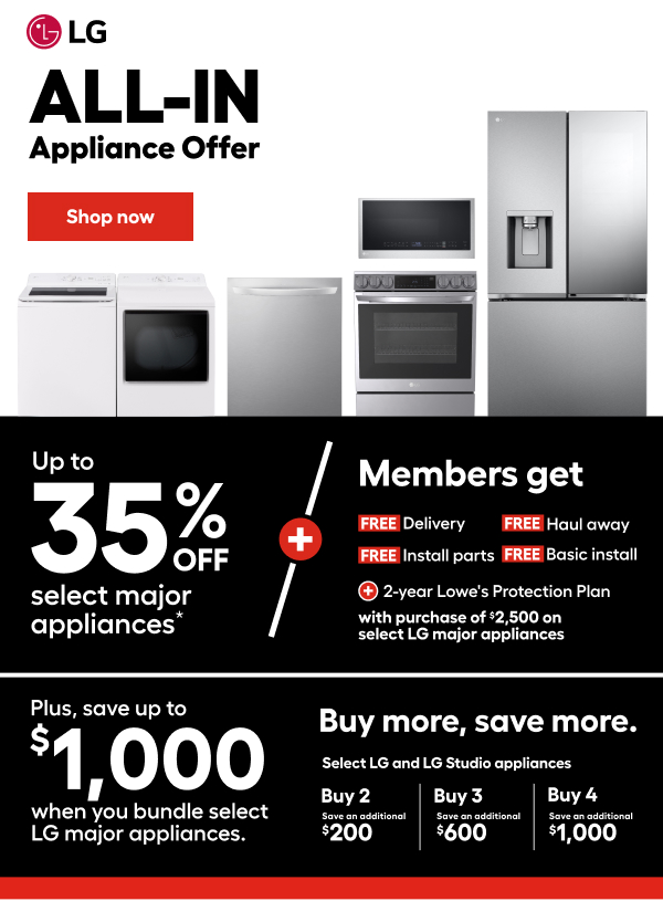 All-In Appliance Offer Up to 35% OFF select major appliances *