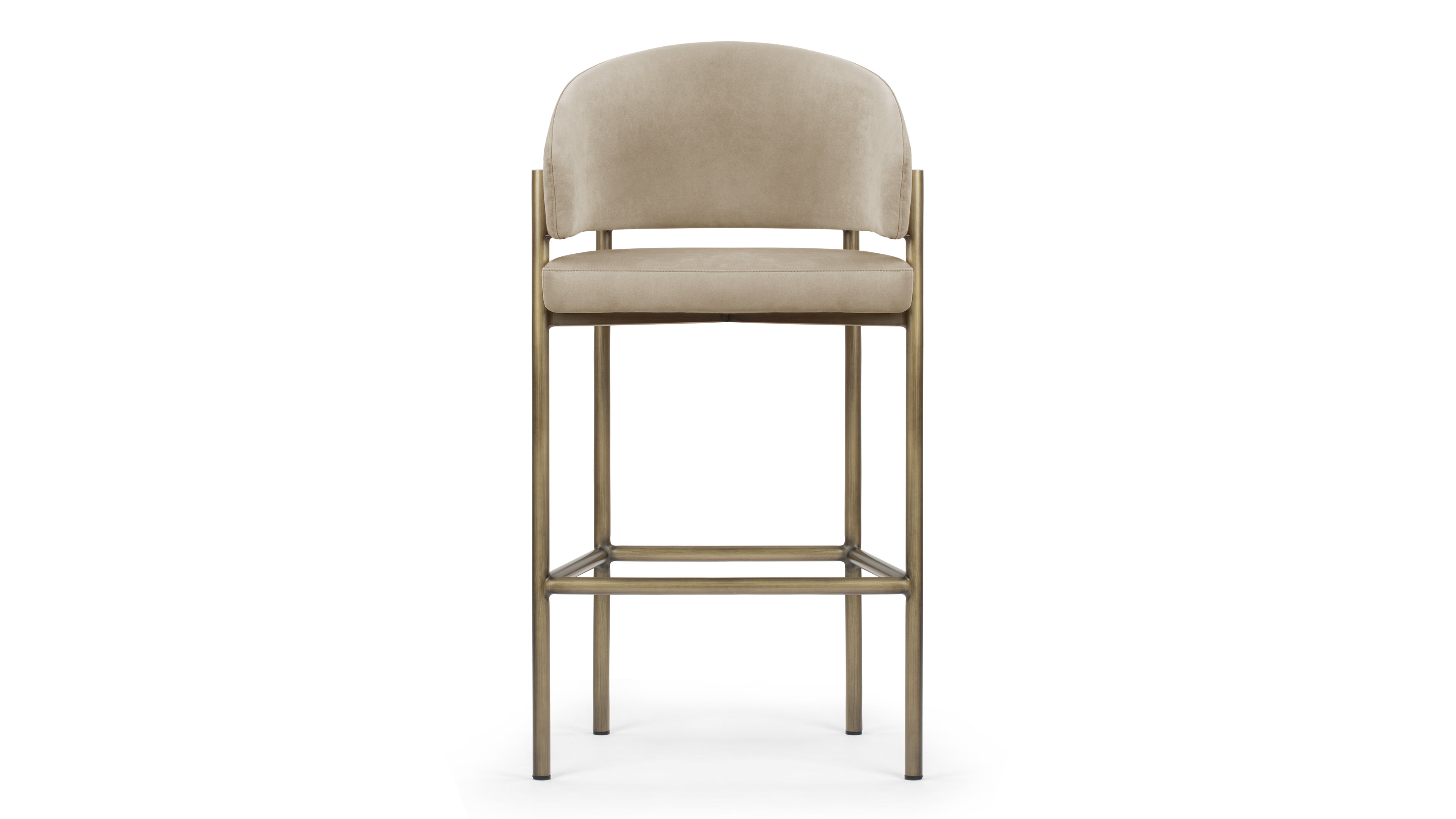 Image of Esme - Esme Counter Stool, Latte Vegan Suede and Brushed Brass