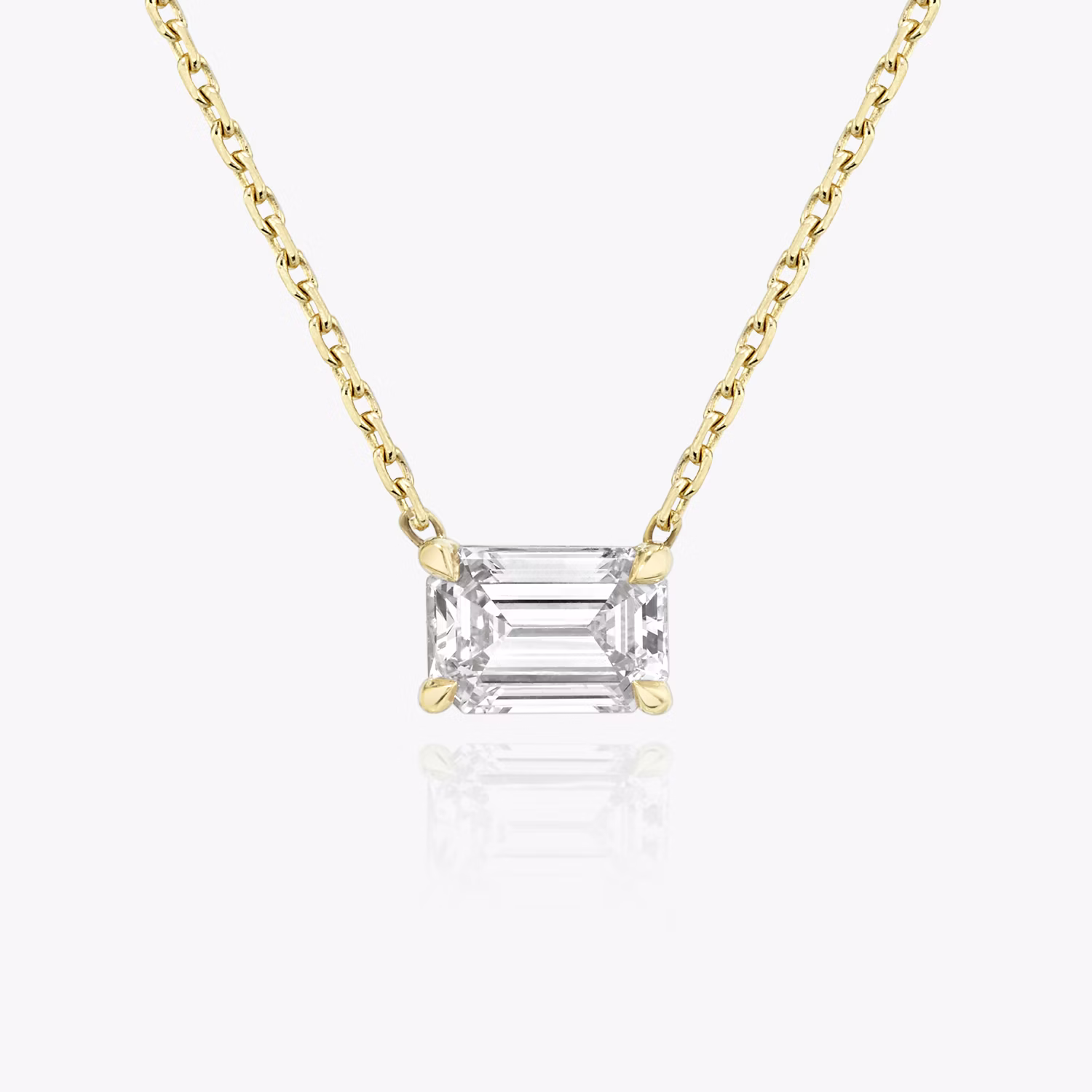 Solitaire Necklace Emerald 1ct YG colorless 