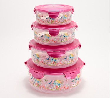 LocknLock 4-Piece Nestable Spring Printed Canisters