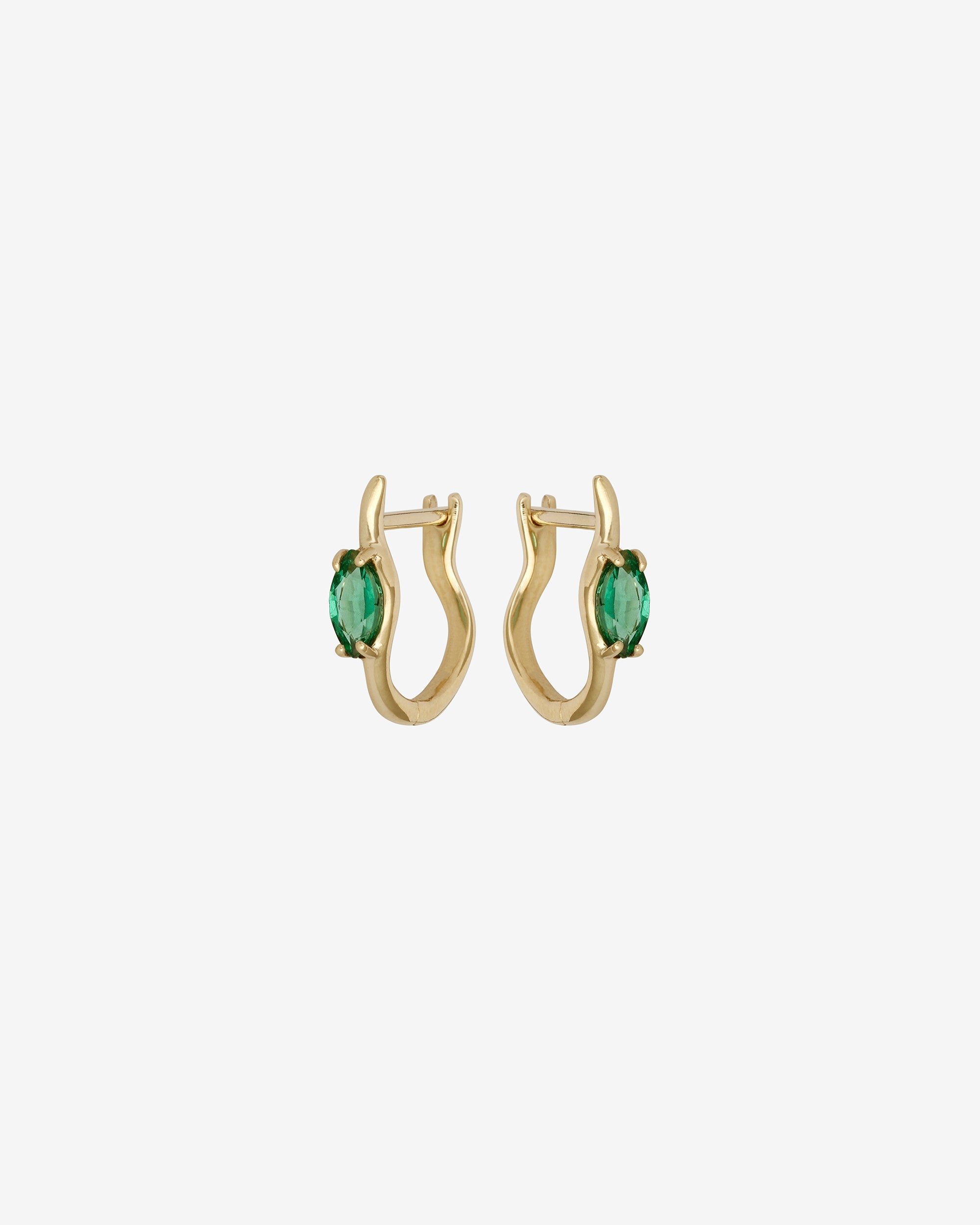 Image of Iona Huggies Marquise Emerald Solid Gold