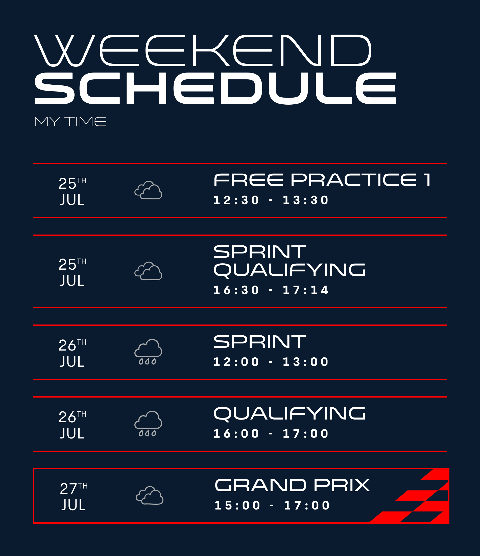 Weekend Schedule