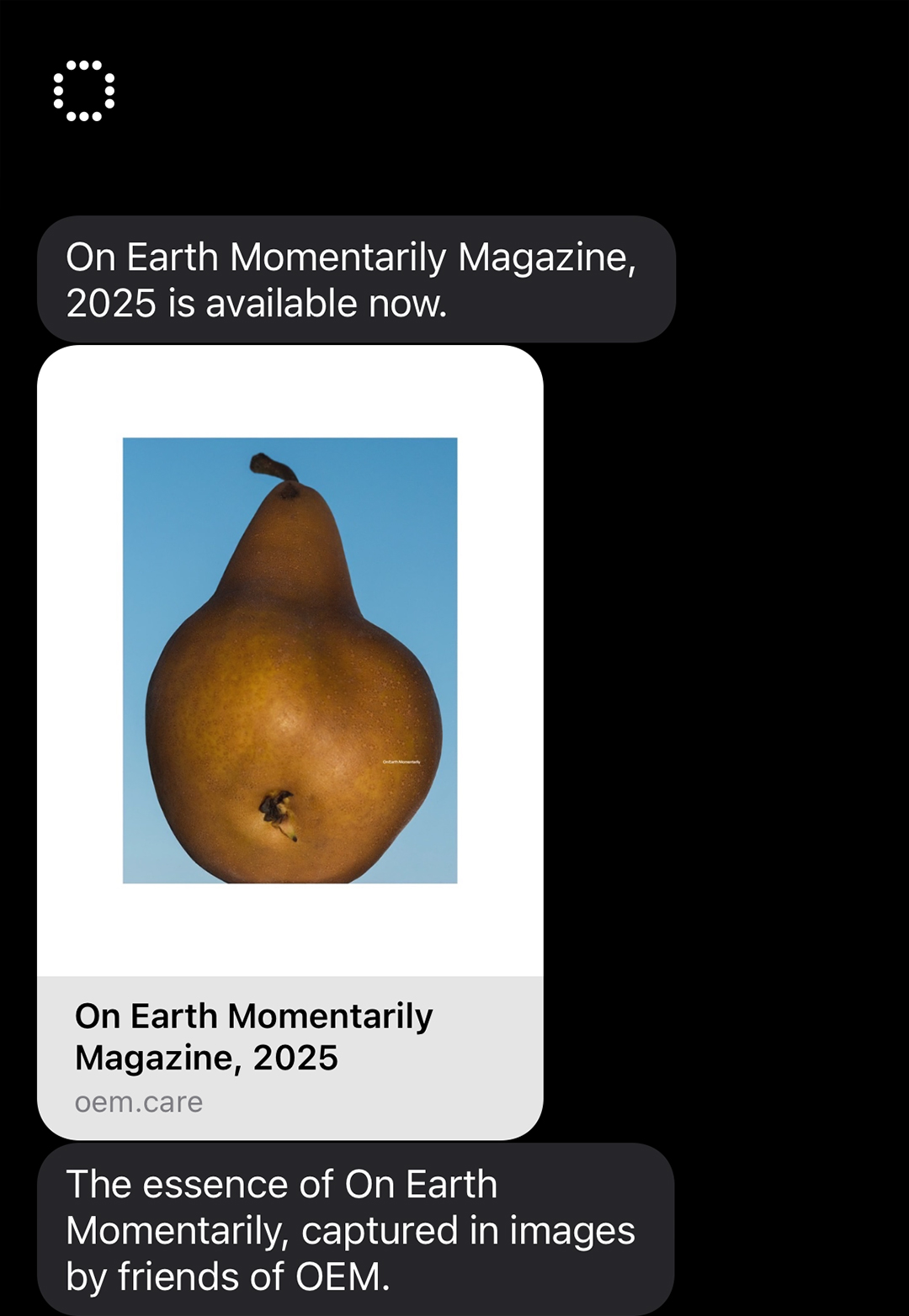On Earth Momentarily Magazine