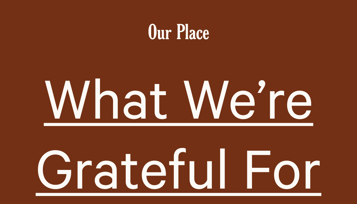 Our Place - What We're Grateful For