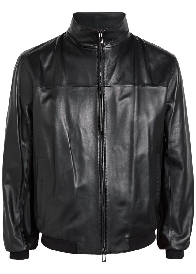 EMPORIO ARMANI High-neck leather jacket