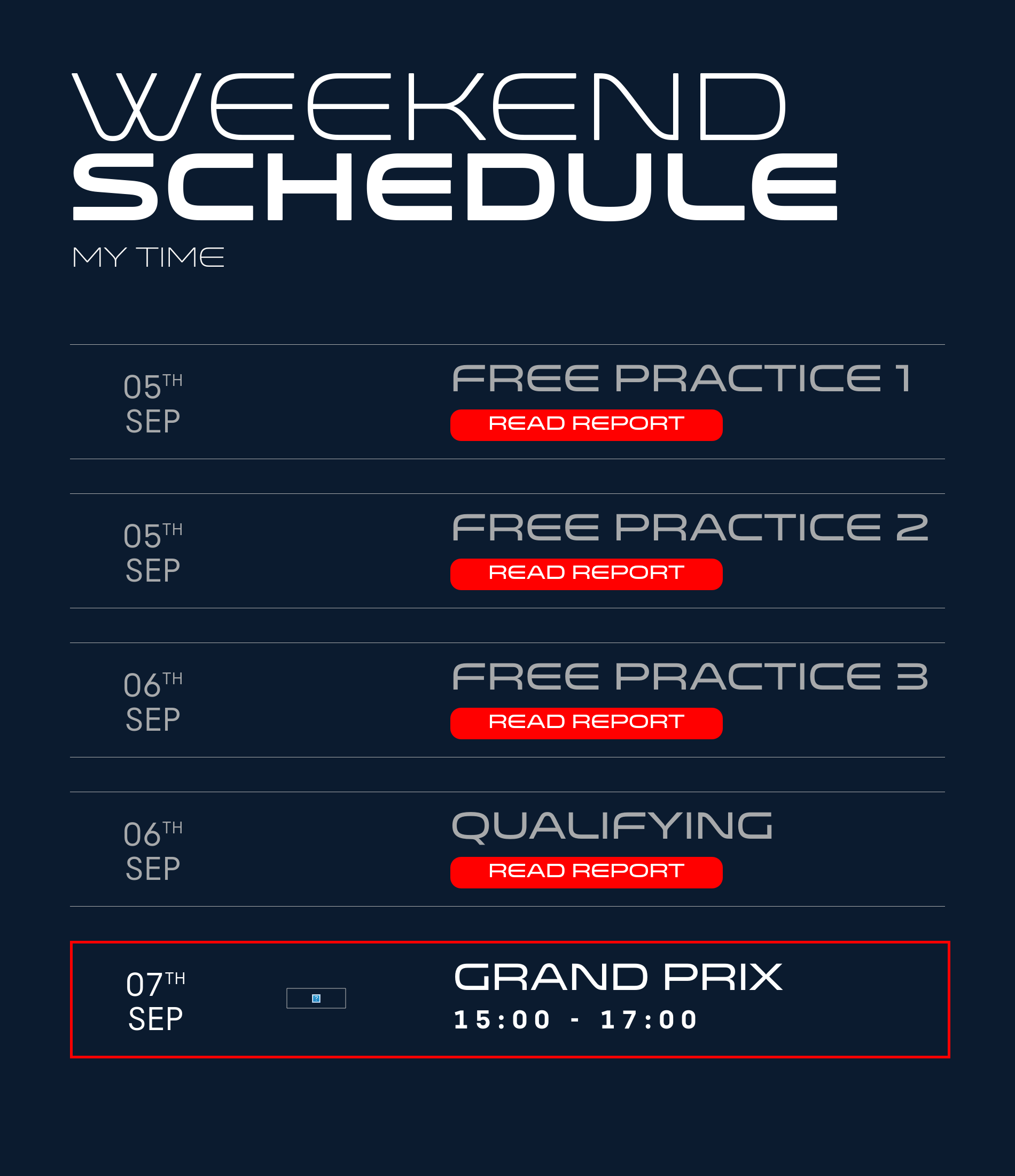 Weekend Schedule