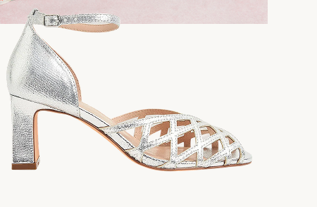 Callie Metallic Caged Heel Sandals Silver