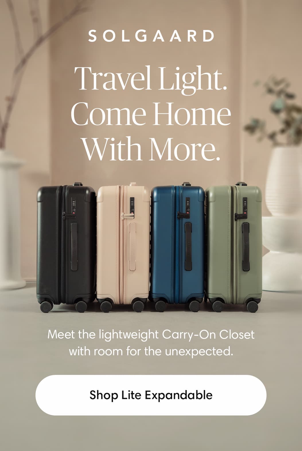 Meet Our Lite Expandables. The new expandable carry-on that keeps you organized before, during, and after the trip.