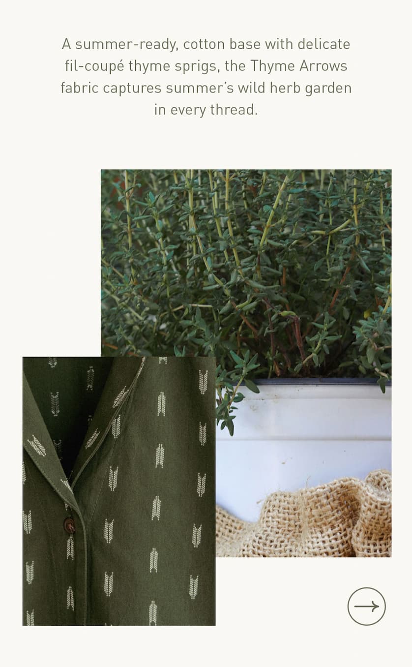 Thyme Arrows fabric feature