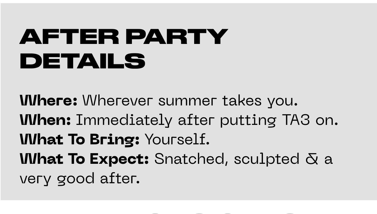 After party details: where, when, what to bring, what to expect.