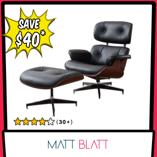 Matt Blatt Eames Premium Replica Leather Lounge Chair and Ottoman (Black) Product Image