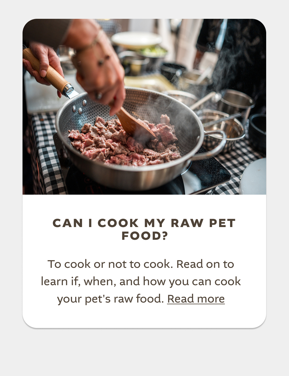 Cooking raw pet food