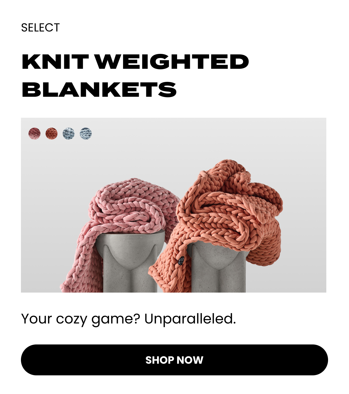 save 50% on knit weighted blankets