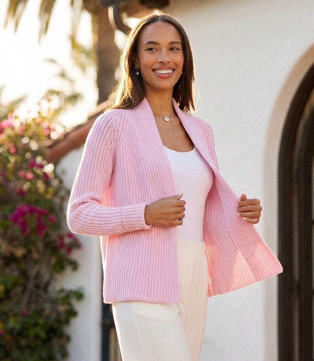 Image of Cropped Open Front Cardigan Sweater