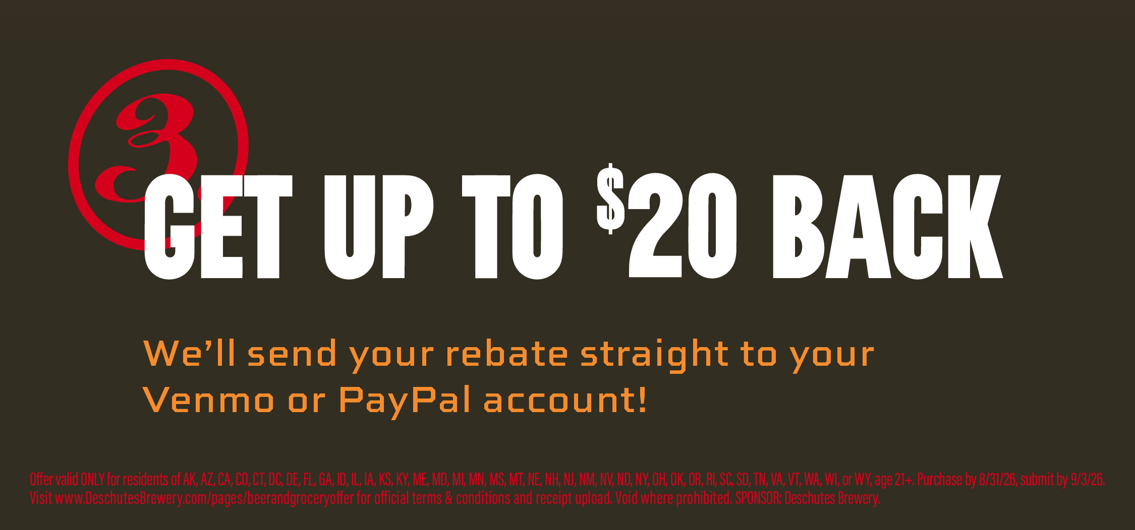Get up to $20 back via Venmo or Paypal