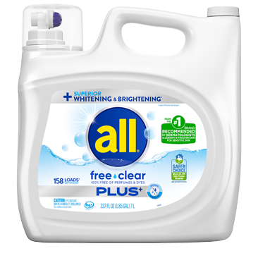 All Free & Clear Plus+ HE Liquid Laundry Detergent, 158 Loads, 237 fl oz