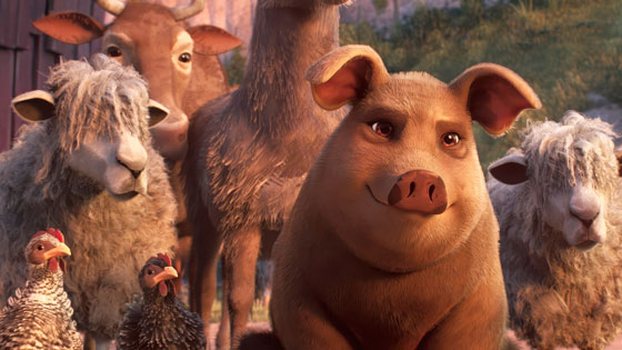 Animated pig and other farm animals.