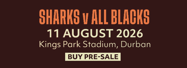 Sharks v All Blacks. 11 Aug Kings Park, Durban. Buy Pre-sale