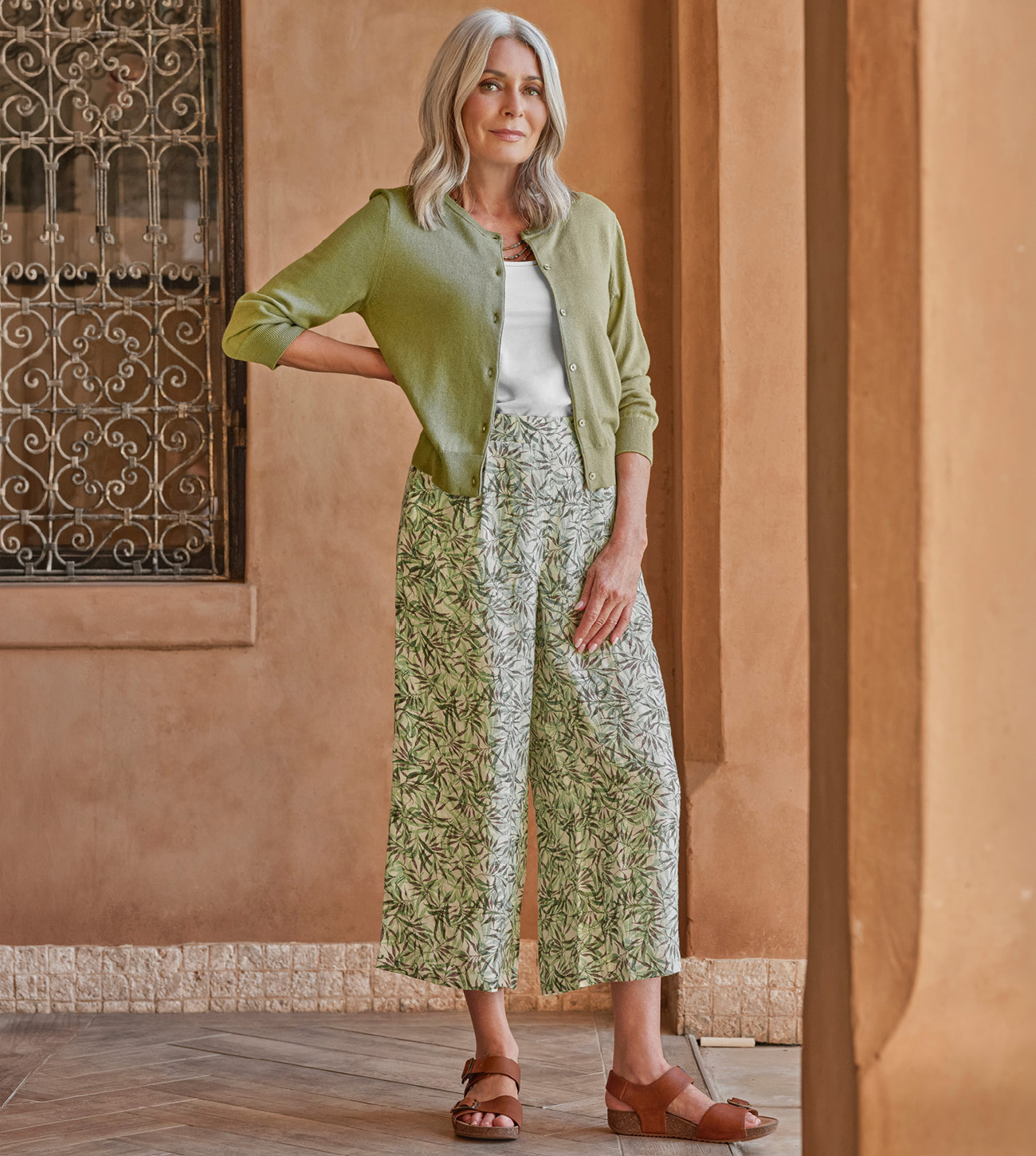 Silk and Cotton 3/4 Sleeve Crop Cardigan