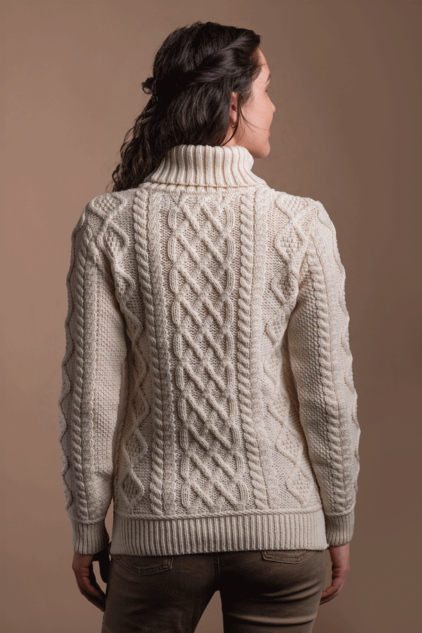 Aran Polo Neck Cable Sweater
