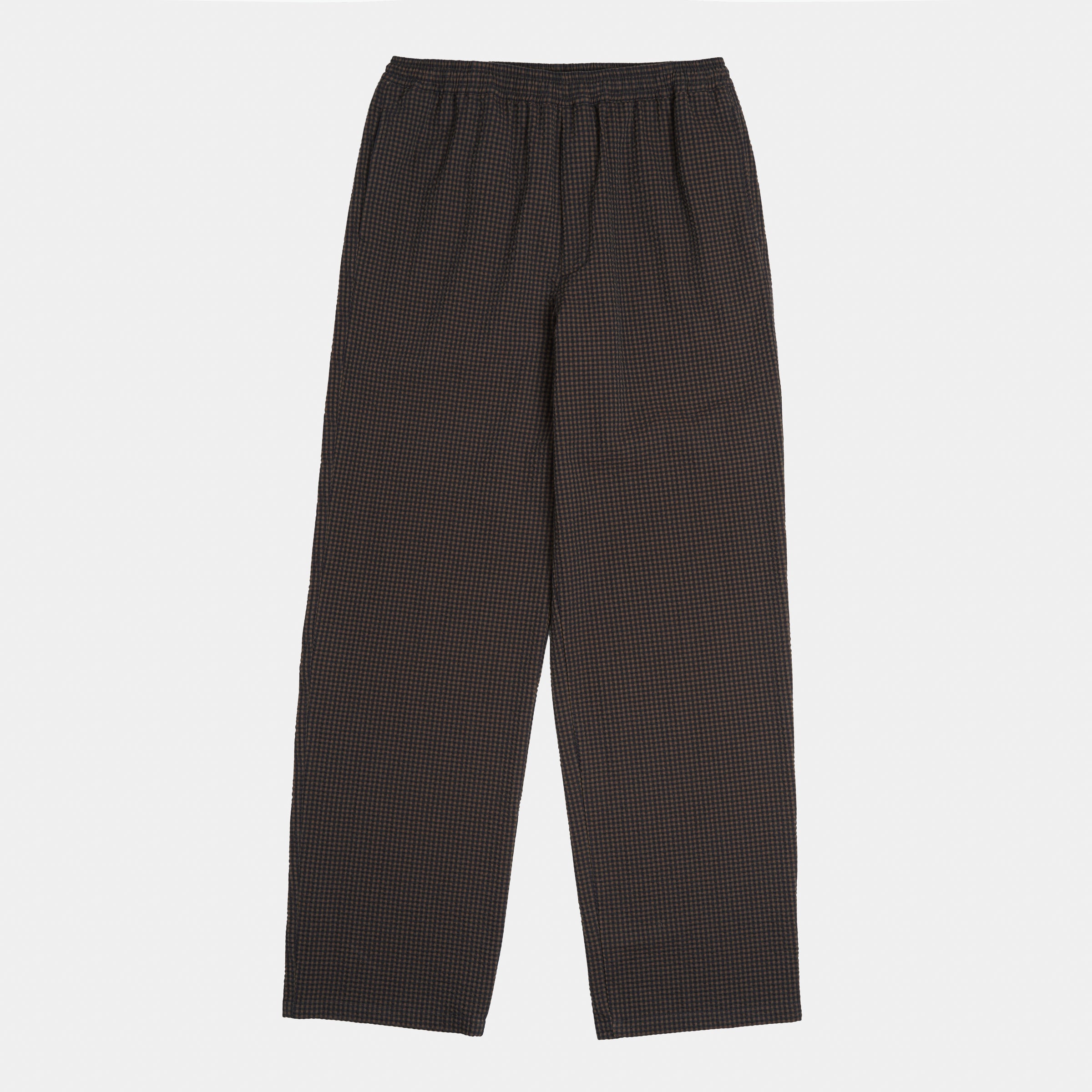 Image of Gingham Seersucker Relaxed Pant in Brown Field Check