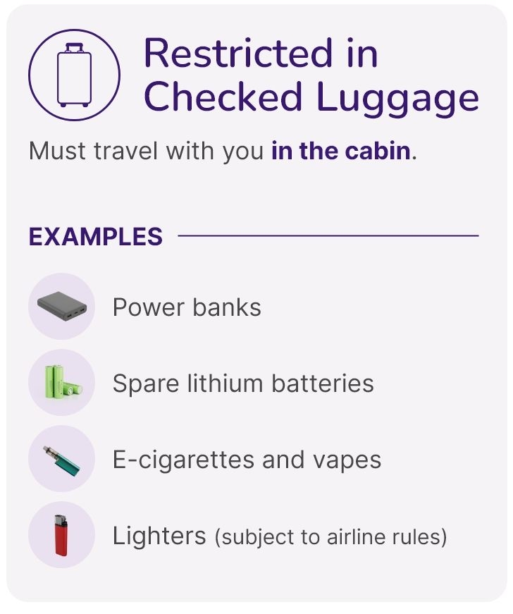 Restricted in checked luggage
