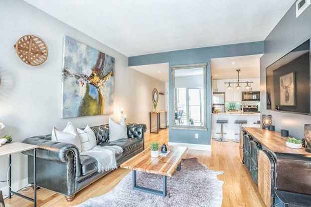 A “Cold and Gray” Living Room Transforms with the Coolest DIY Fireplace