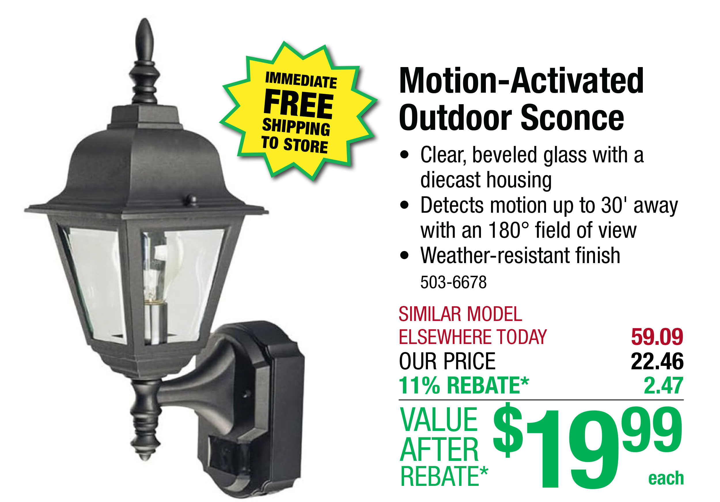 Motion-Activated Outdoor Sconce - ONLY $19.99 After Rebate*!