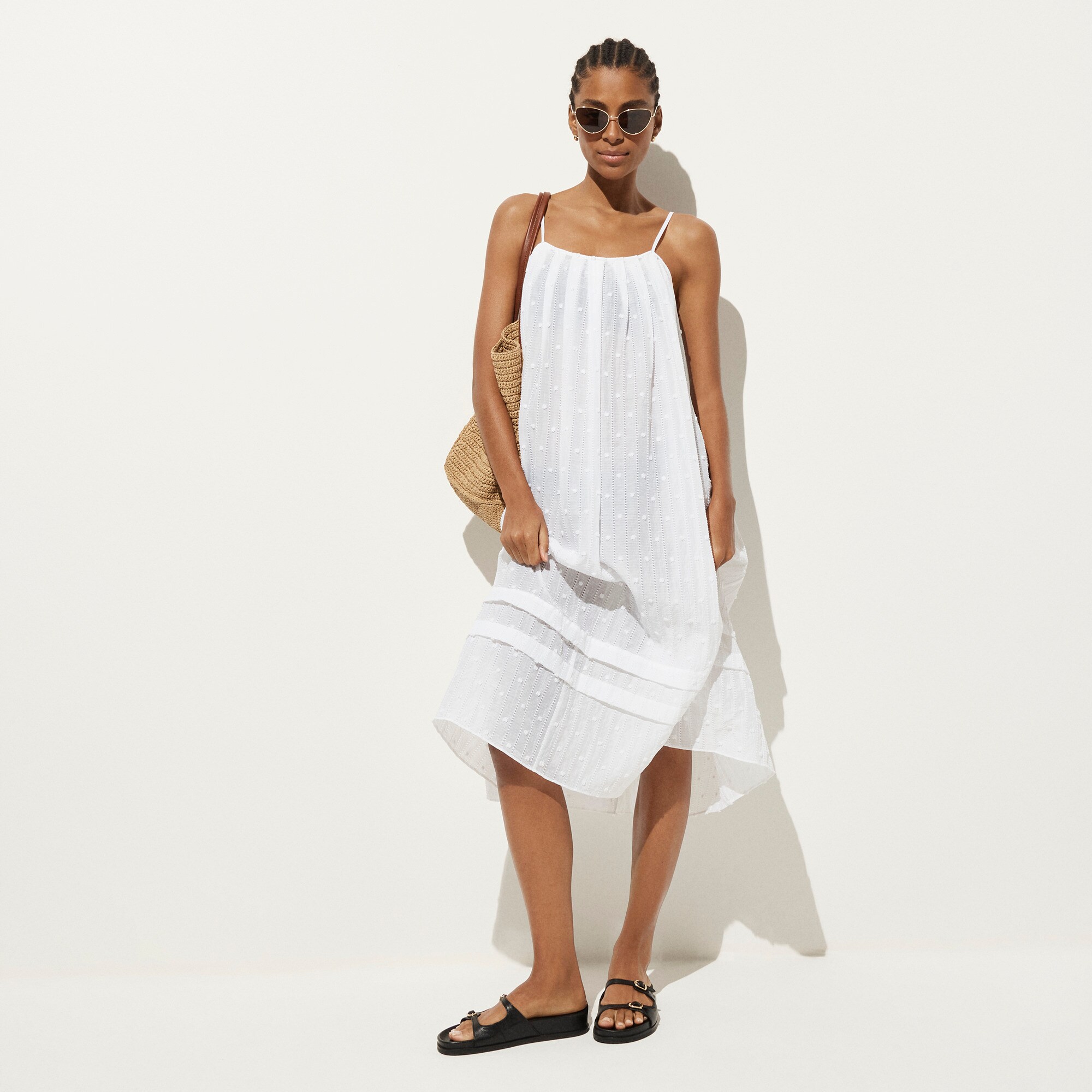 Shift midi dress in textured dot