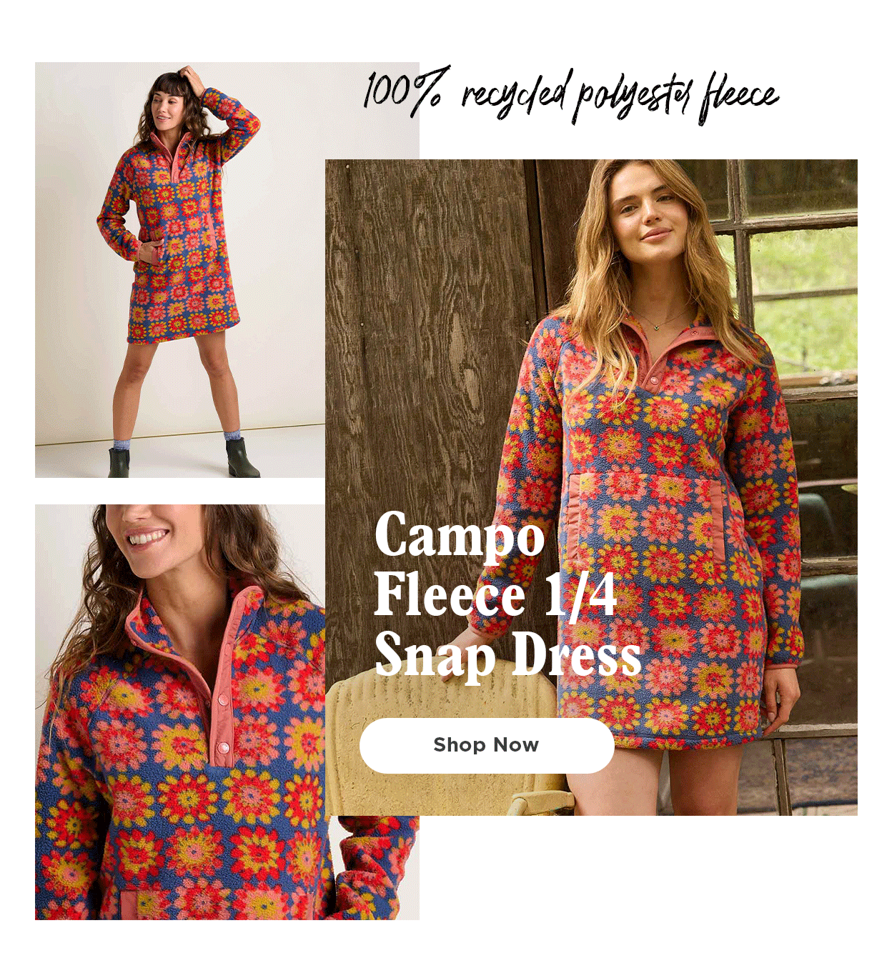 Campo Fleece 1/4 Snap Dress