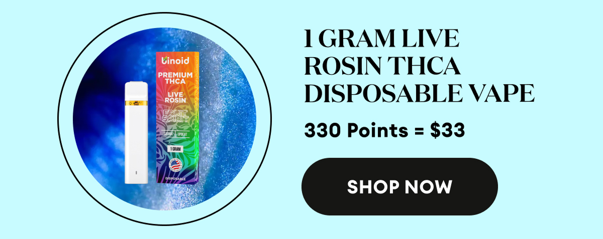 1 Gram Live Rosin THCA Disposable Vape | 330 Points = $33 | Shop Now
