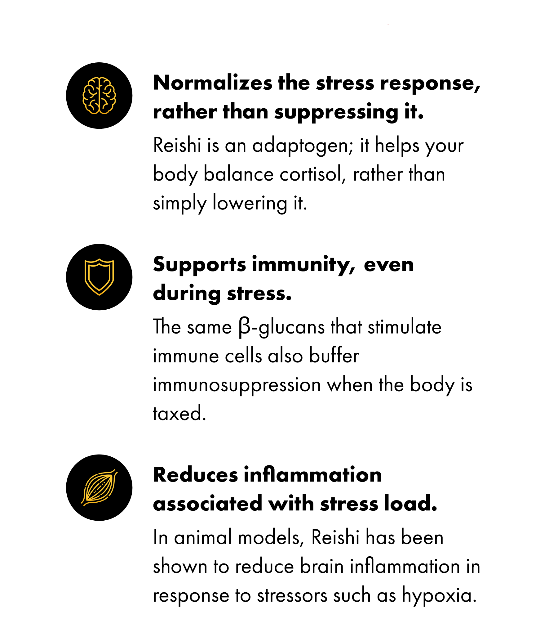 Normalizes the stress response, rather than suppressing it.