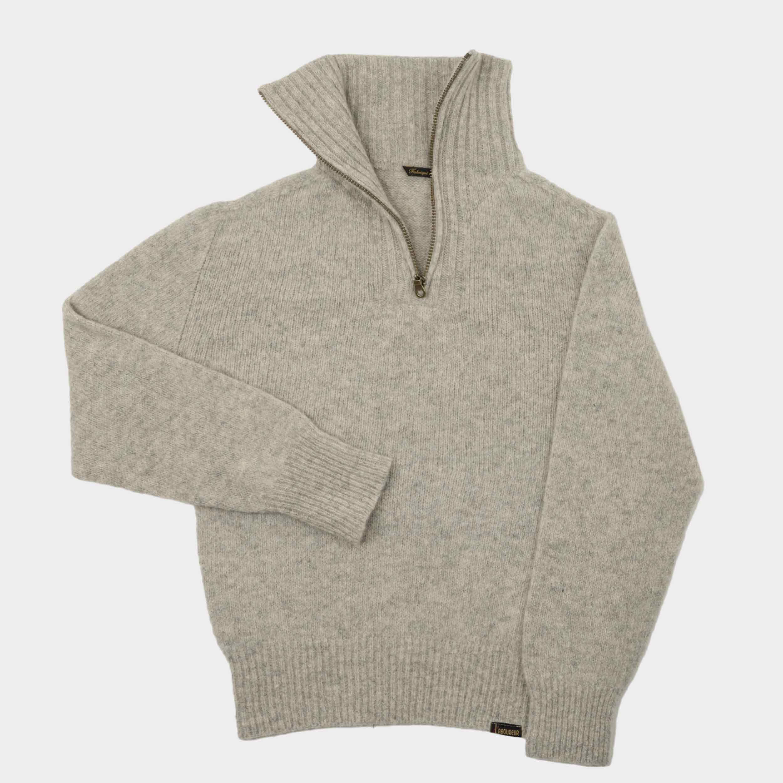 Image of Le Laboureur Recycled Wool Quarter Zip Sweater in Ecru
