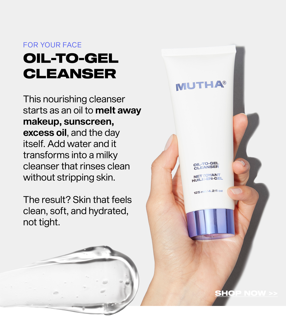 Oil-to-gel cleanser