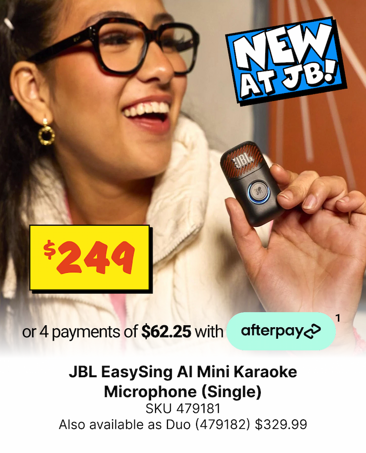 New at JB - JBL EasySing AI Mini Karaoke Microphone (Single)