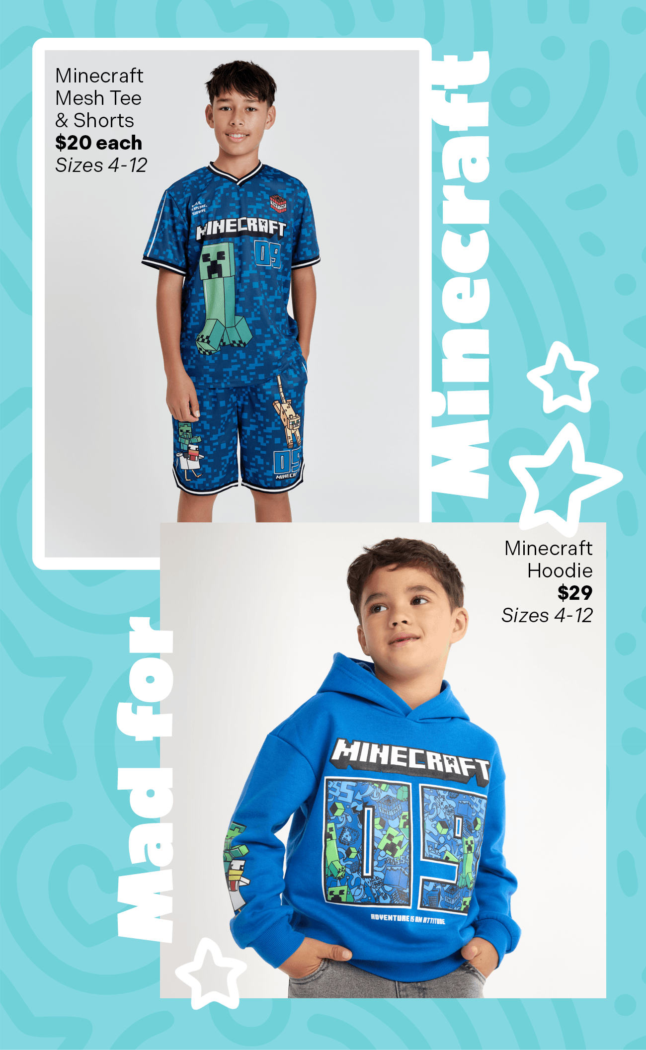 Minecraft Hoodie, Tee & Shorts