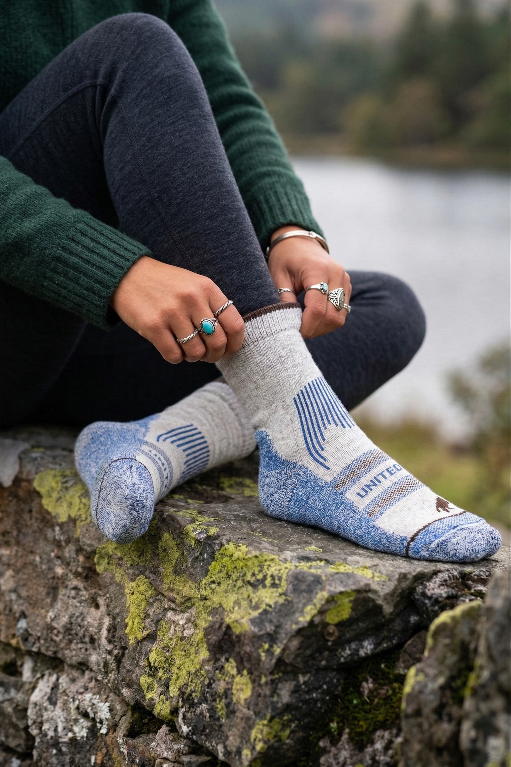 Bison Trail Socks in the woods