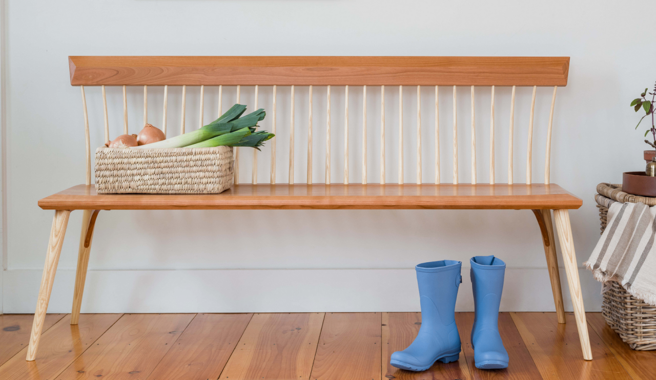 The Eastward Bench in cherry.