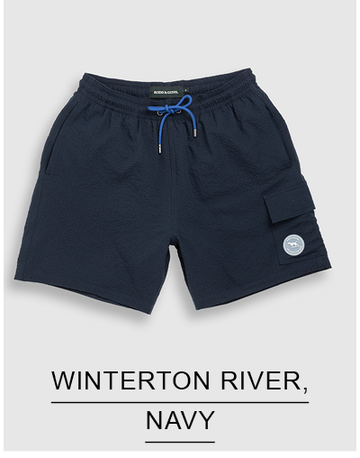 Shop Winterton River Swim Short, Navy online and instore at Rodd & Gunn
