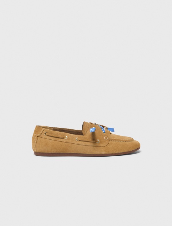 Suede boat loafer