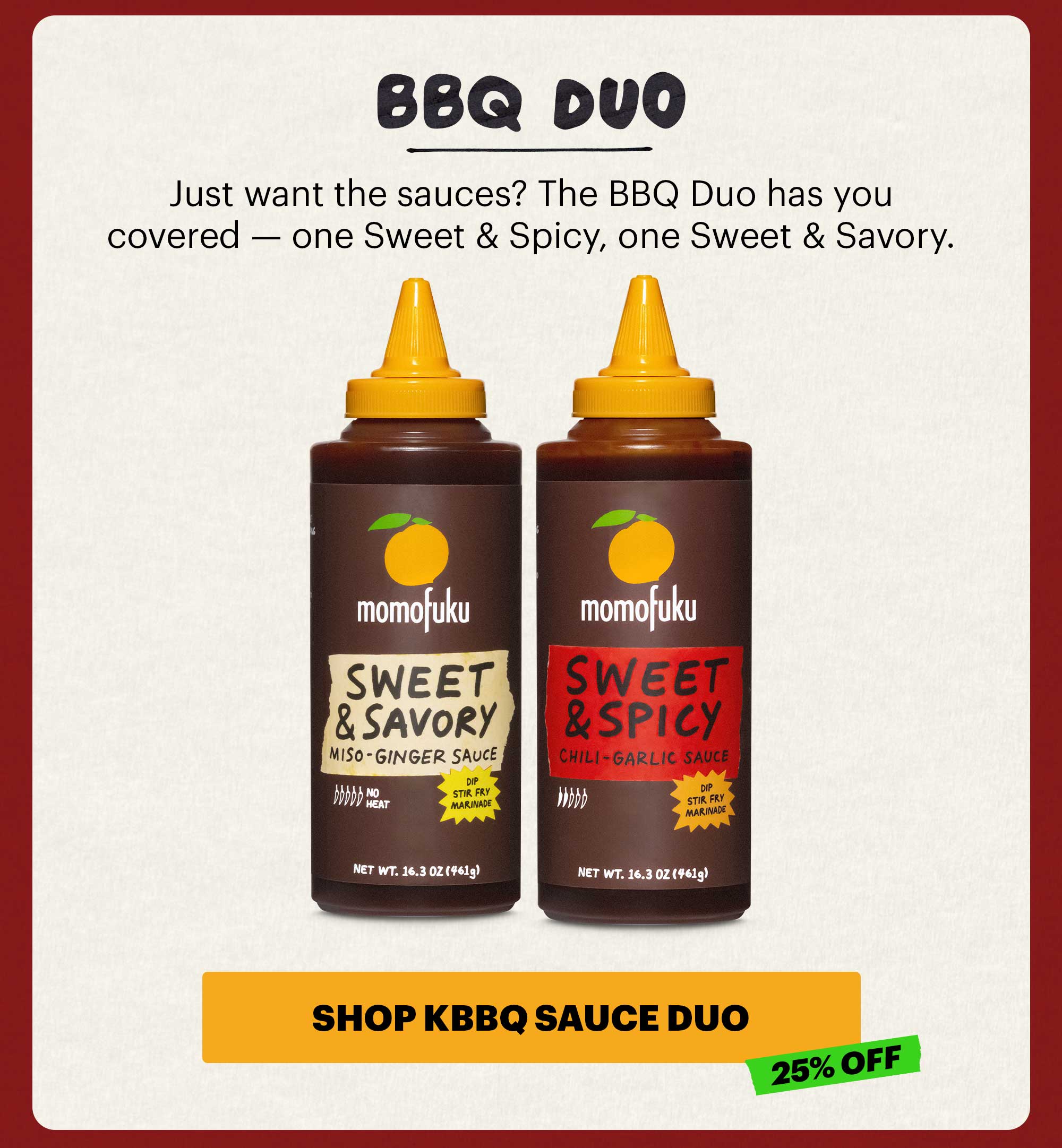 Header: Grilling season just got a lot more interesting. Sub-header: Right now everything BBQ is 25% off CTA: SHOP BBQ ESSENTIALS PACK