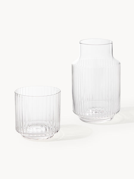 Set caraffa e bicchiere in vetro soffiato Aleo, set da 2